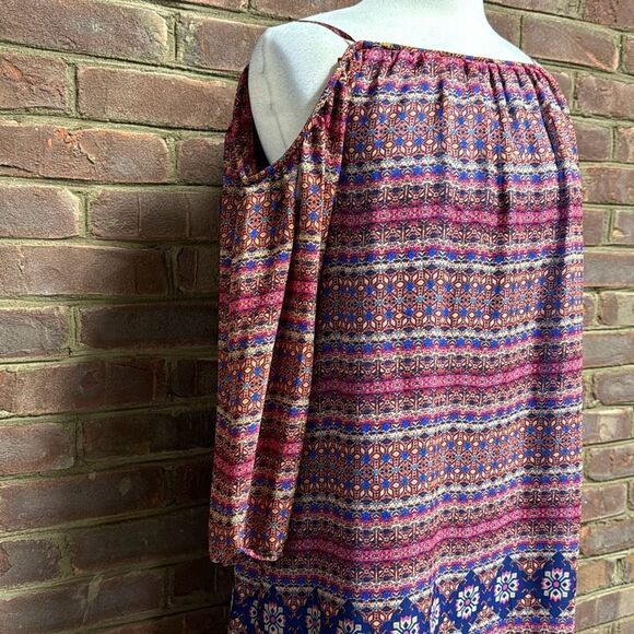 Tacera Multi Cold Shoulder Quarter Sleeve Dress Size Medium NEW - Picture 3 of 8